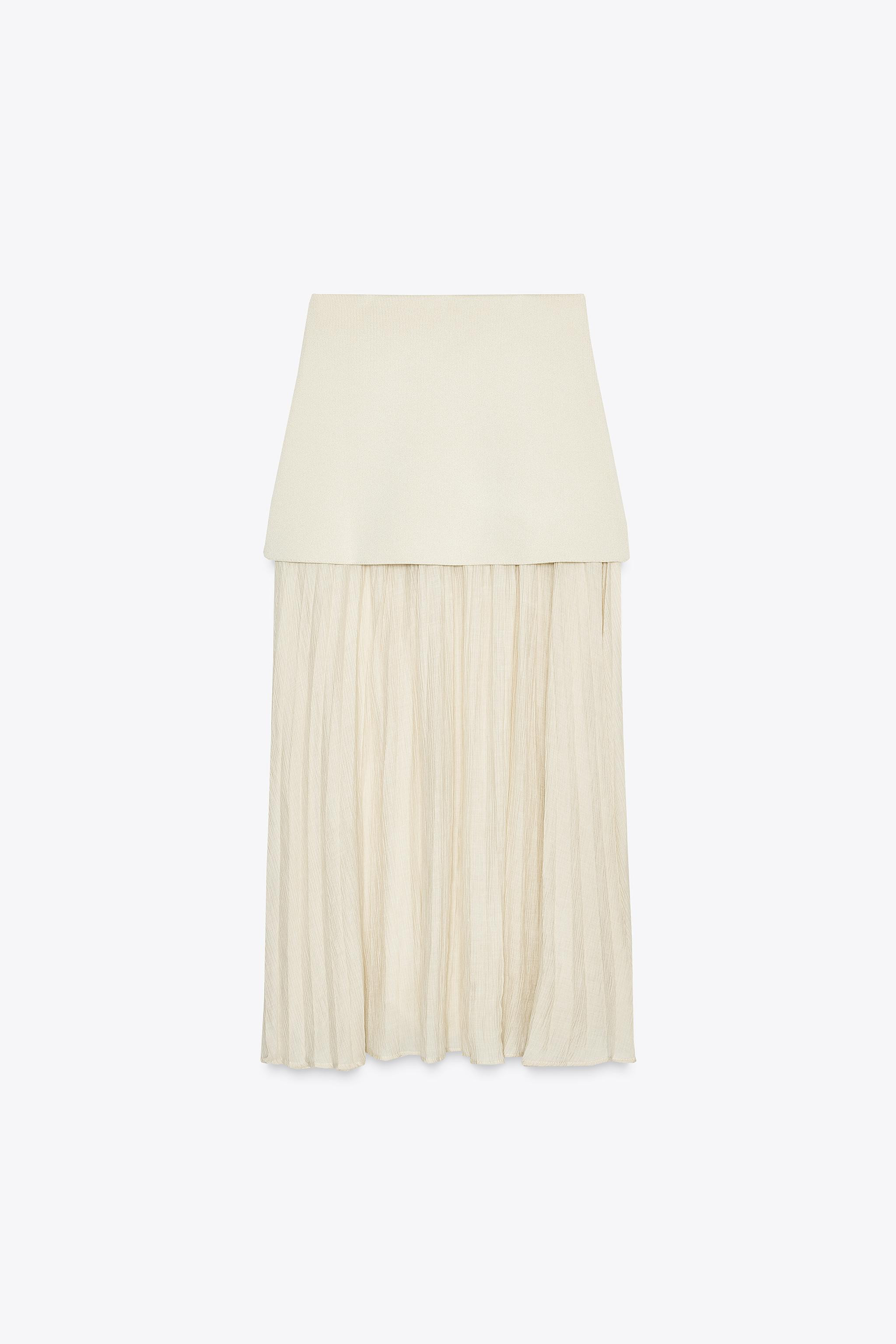 MIXED PLEATED KNIT SKIRT | Zara US