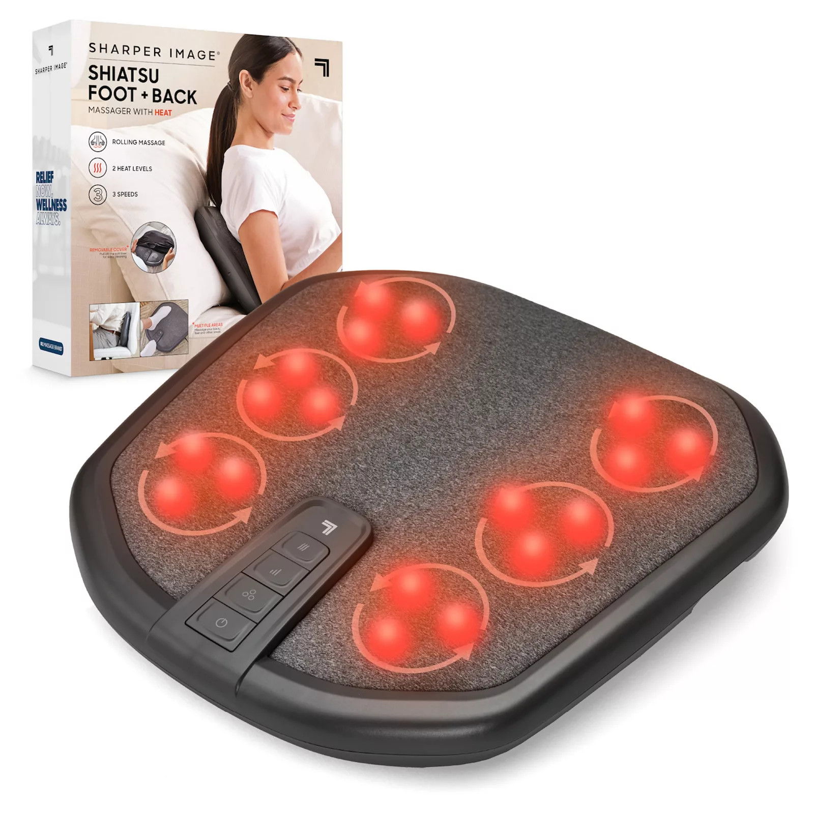 Sharper Image Shiatsu Foot & Back Heated Massager, Gray Black | Kohl's