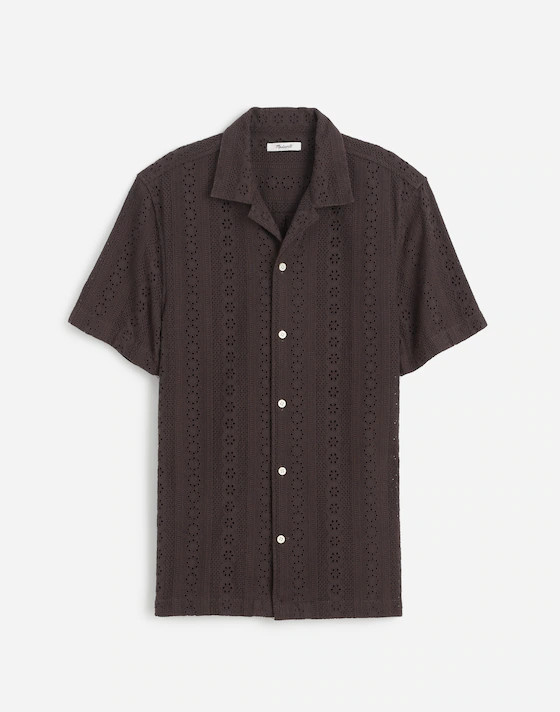 Camp-Collar Short-Sleeve Shirt in Embroidered Cotton | Madewell