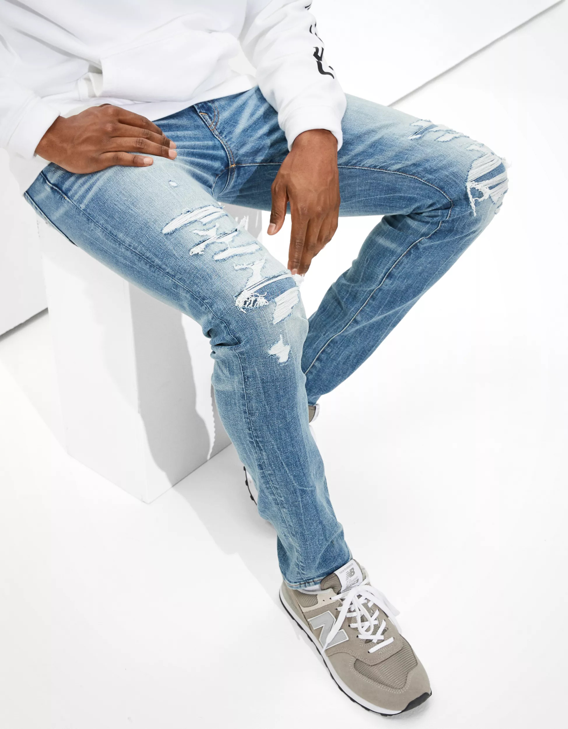 AE AirFlex+ Temp Tech Patched Skinny Jean | American Eagle Outfitters (US & CA)