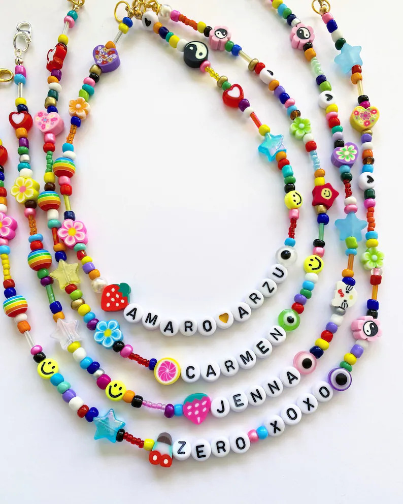 Handmade Beaded Necklace, Beaded Name Necklace, Name Necklace, Personalized Necklace, Beaded Chok... | Etsy (US)