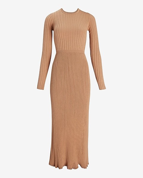 Ribbed Crew Neck Maxi Sweater Dress | Express