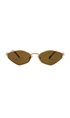 Miu Miu Oval Sunglasses in Gold from Revolve.com | Revolve Clothing (Global)