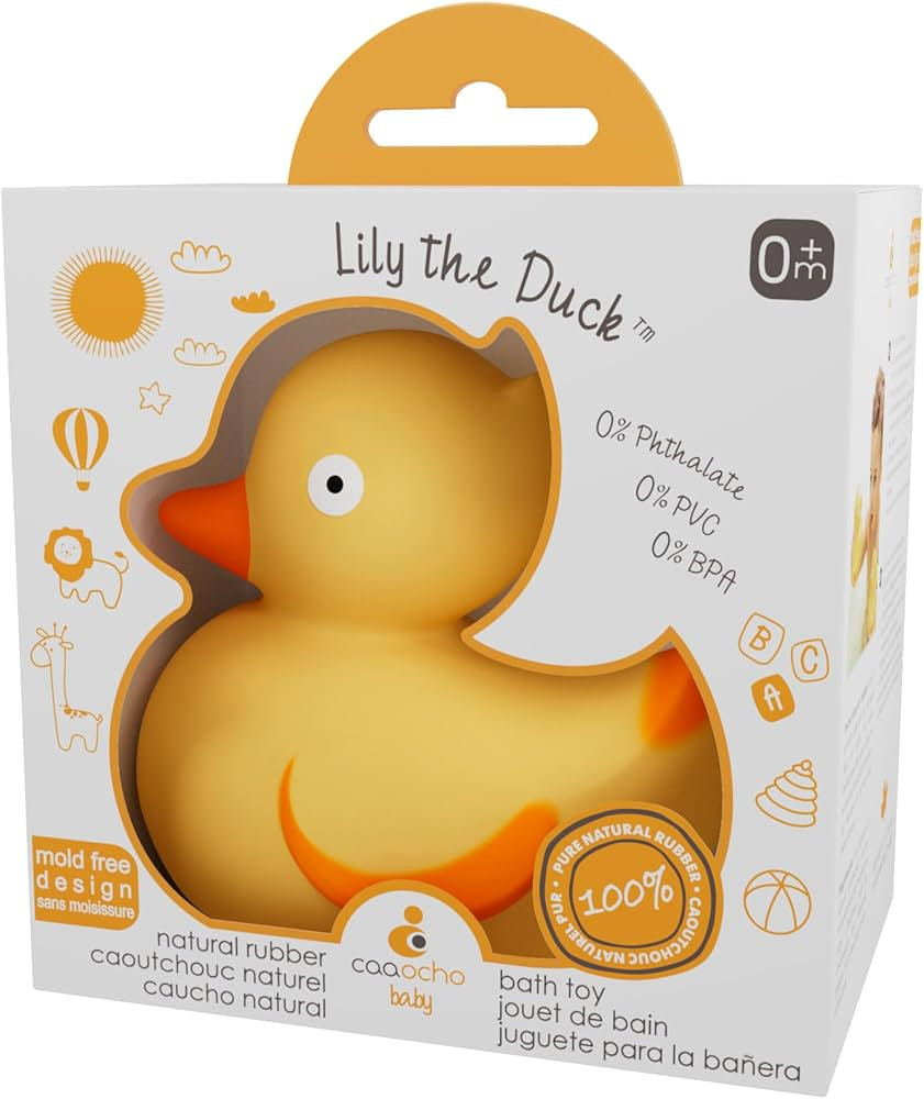 CaaOcho Pure Natural Rubber Bath Toy - Rubber Ducky Lily The Duck Baby Toy - Hole Free Bath Toys,... | Amazon (US)