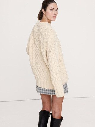 Italian Merino-Blend Cable Tunic Sweater | Banana Republic (US)