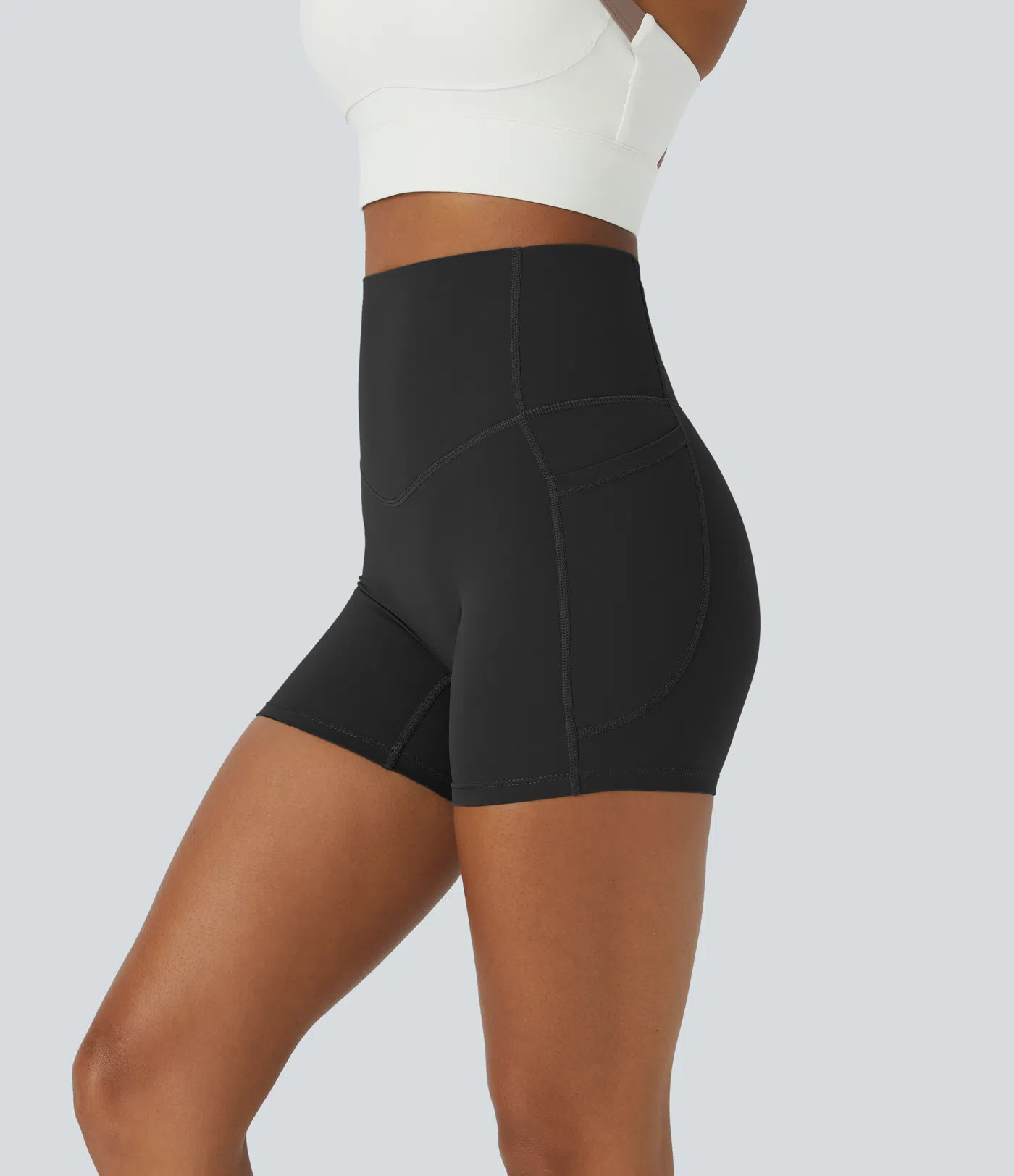 Women’s Halara UltraSculpt™ High Waisted Tummy Control Side Pocket Shaping Training Biker Sho... | HALARA