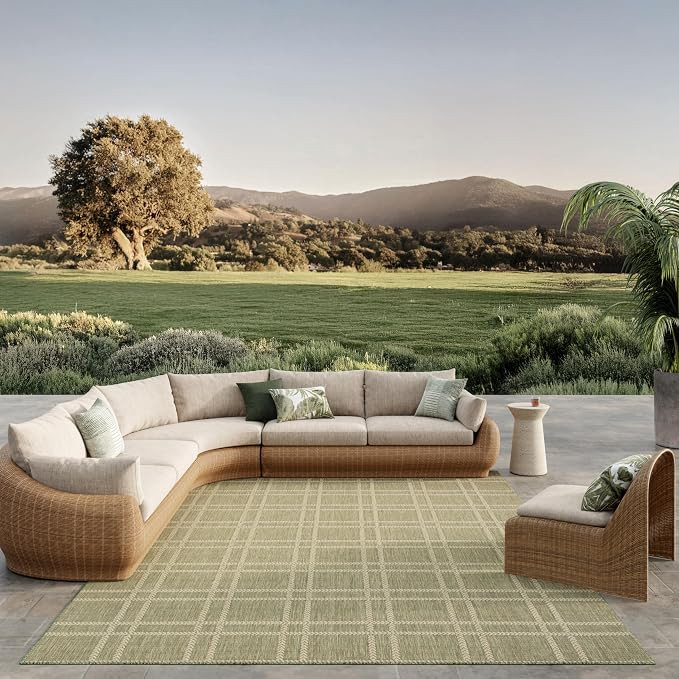 Nourison Home Horizon Indoor/Outdoor Green 9' x 12' Area Rug - Easy Clean, Non Shedding, Bed Room... | Amazon (US)