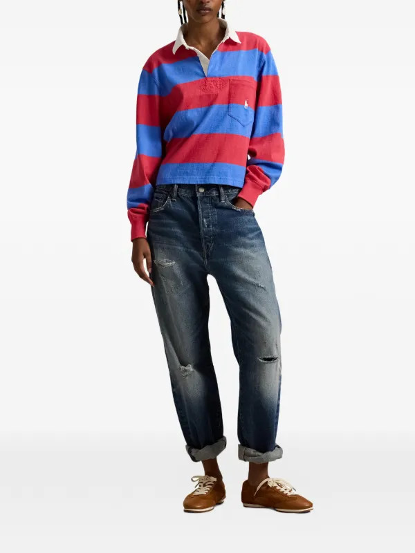 striped chest-pocket rugby shirt | Farfetch Global