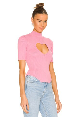 fleur du mal Heart Cutout Knit Top in Cupid Pink from Revolve.com | Revolve Clothing (Global)