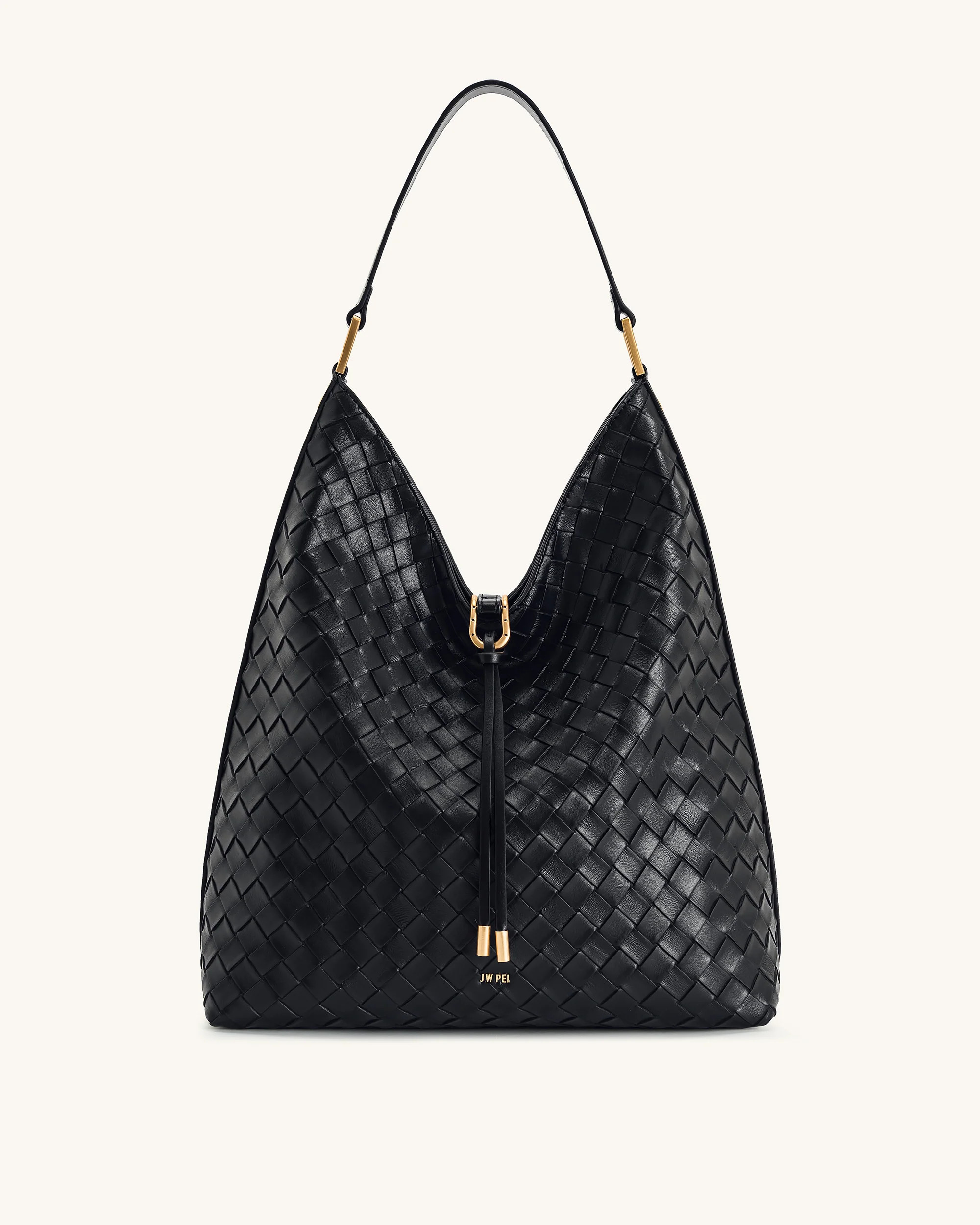 Aria Woven Texture Shoulder Bag - Black | JW PEI US