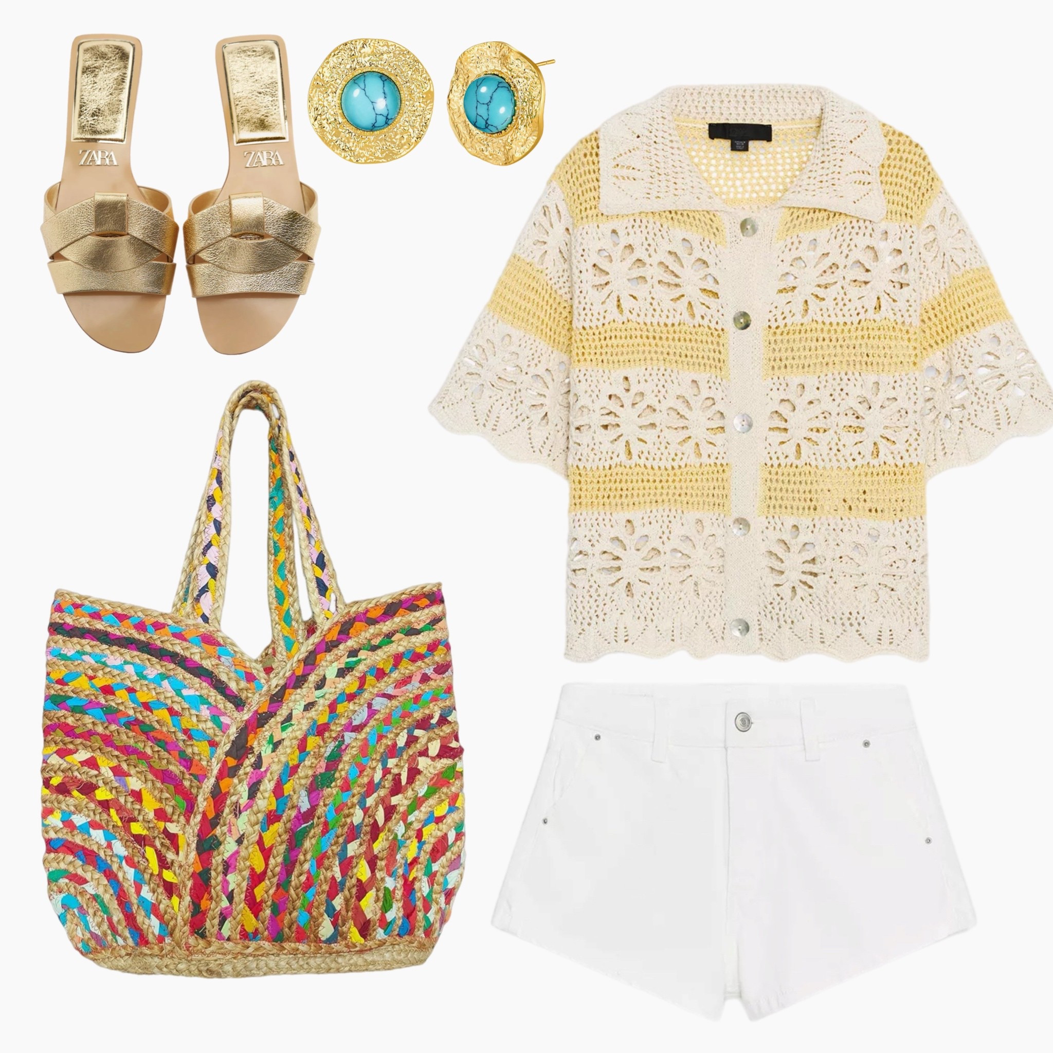 Market morning chic 🧺✨
This crochet top and white shorts combo is perfect for sunny strolls, local finds, and coastal getaways. Just add gold slides, a rainbow tote, and turquoise earrings for a pop of color and texture that screams vacation mode. 🌞🌊

#ResortCasual #MarketDayLook #CoastalStyle #CrochetTopTrend #LTKResort #ColorfulAccessories #VacationOutfitInspo #LTKUnderTheSun #EasyBreezyStyle

#LTKItBag #LTKSummerEdit #LTKShoeCrush