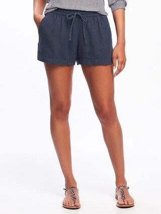 Old Navy Soft Linen Blend Shorts For Women 3 1/2" Size L - Darkest hour | Old Navy US