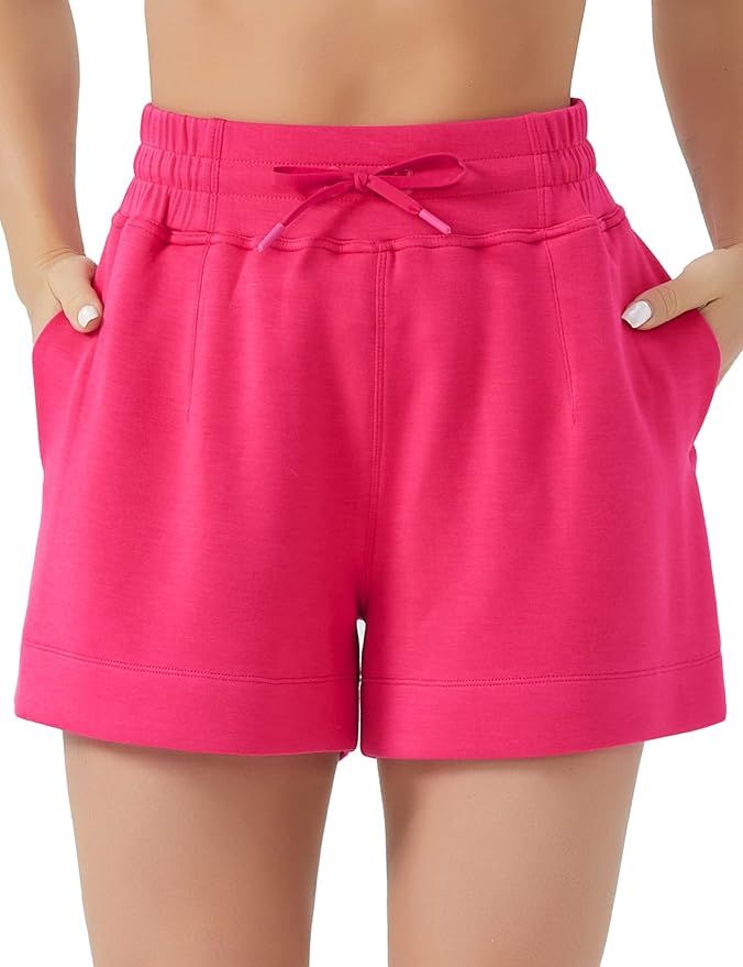 THE GYM PEOPLE Women's Drawstring Sweat Shorts High Waisted Summer Workout Lounge Shorts with Poc... | Amazon (US)