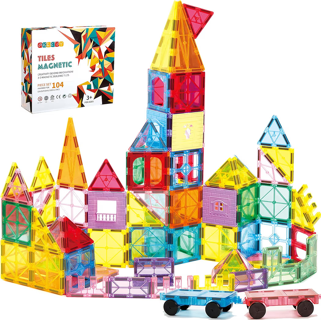 104PCS Magnetic Building Tiles, STEM Educational Stacking Blocks, Construction Toys for Kids Ages... | Amazon (US)