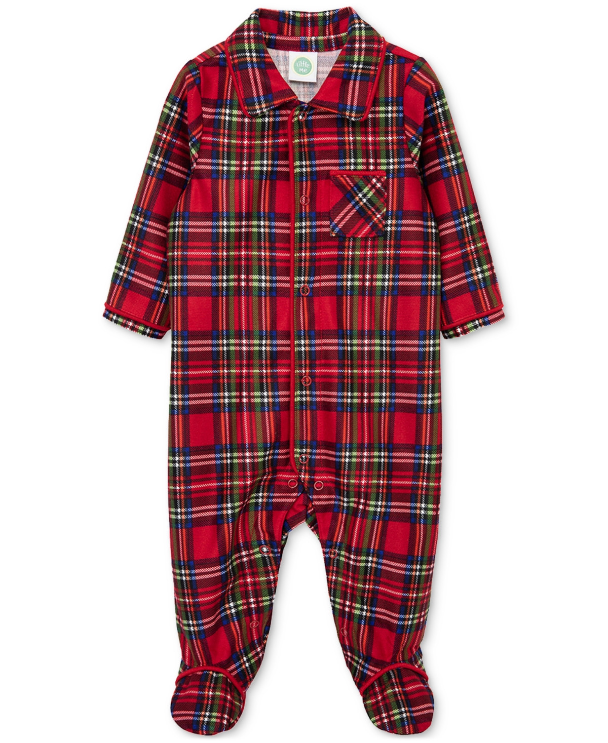 Little Me Baby Boys Plaid Footed Coverall - Red Plaid | Macy's