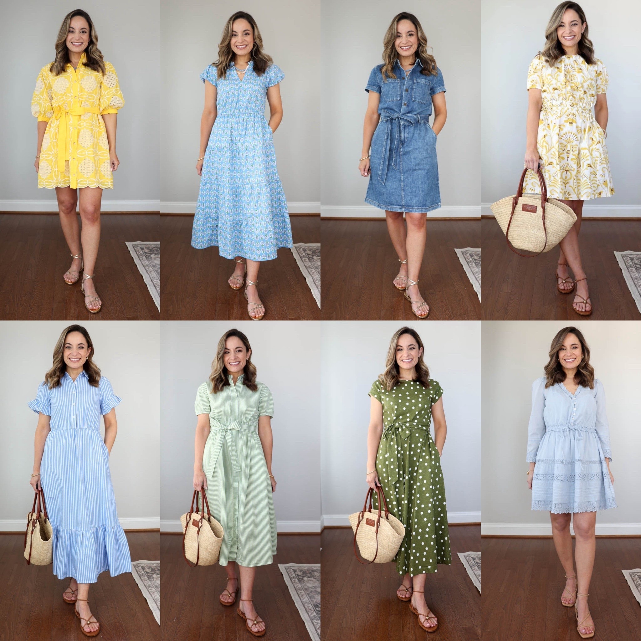 8 petite-friendly dresses with sleeves! 

Sizing from top left 

Yellow dress (Anthropologie): petite xxs 
Light blue midi (J.Crew Factory): petite 00 
Denim dress (J.Crew Factory): xxs - not petite 
Yellow printed dress (BR Factory): xxs - not petite 
Light blue dress (J.Crew Factory): petite 00
Green striped dress (BR Factory): petite xxs 
Green dot dress (Boden): petite 0 
Blue dress (Gap): petite xs (sold out in blue, available in black and white) 

My measurements for reference: I’m 4’10” and 105lbs. My bust, waist, and hip measurement is 32”, 24”, and 36”.

#LTKPetite
