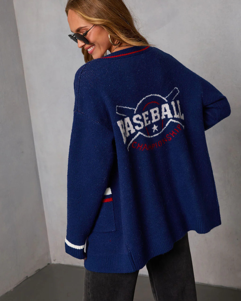 Baseball Championship Graphic Knit Cardigan | VICI