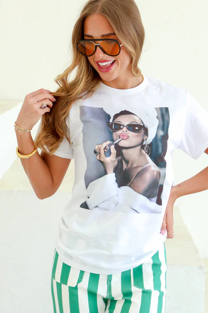 Audrey Live White Short Sleeve Tee | The Willow Tree