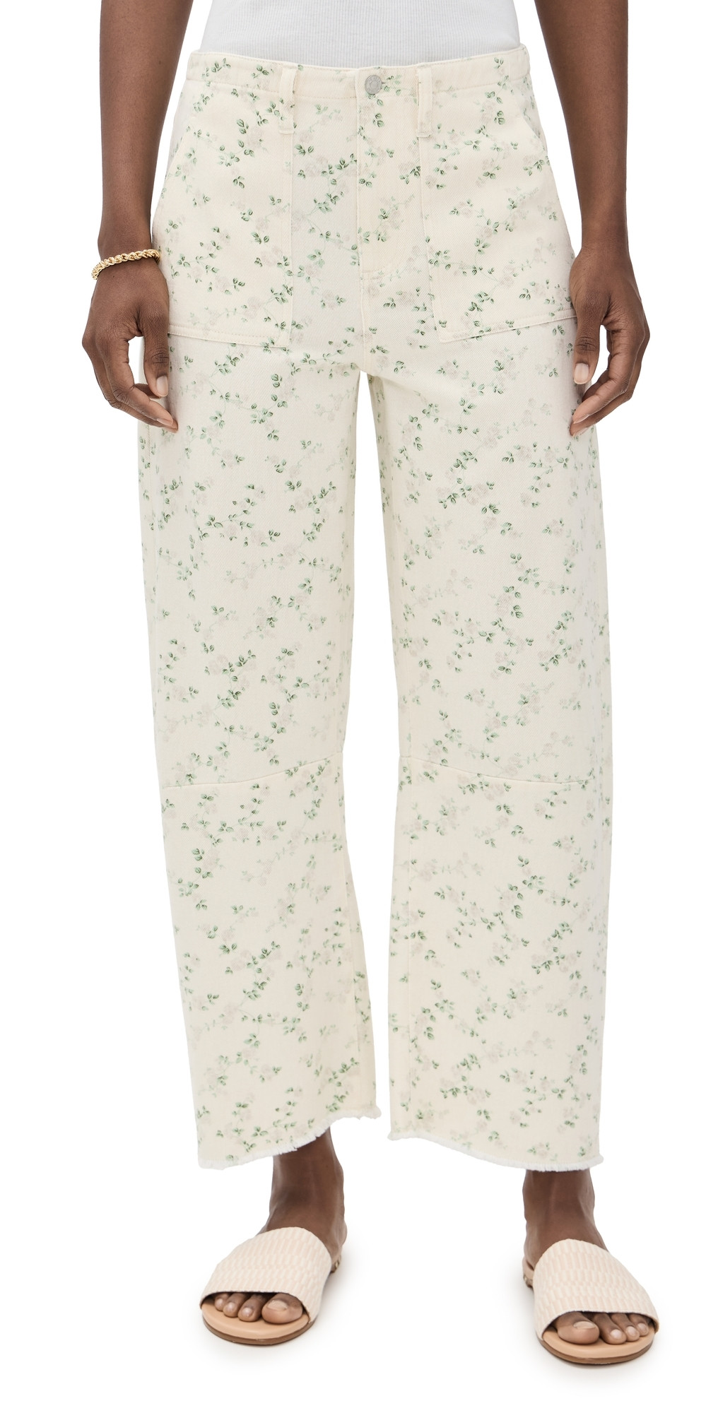 LE JEAN Utility Soft Barrel Jeans Lemon Floral 26 | Shopbop
