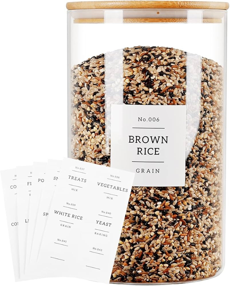 HHMJSM 1 Gallon Large Glass Food Storage Containers With Airtight Bamboo Lid - Kitchen Glass Stor... | Amazon (US)