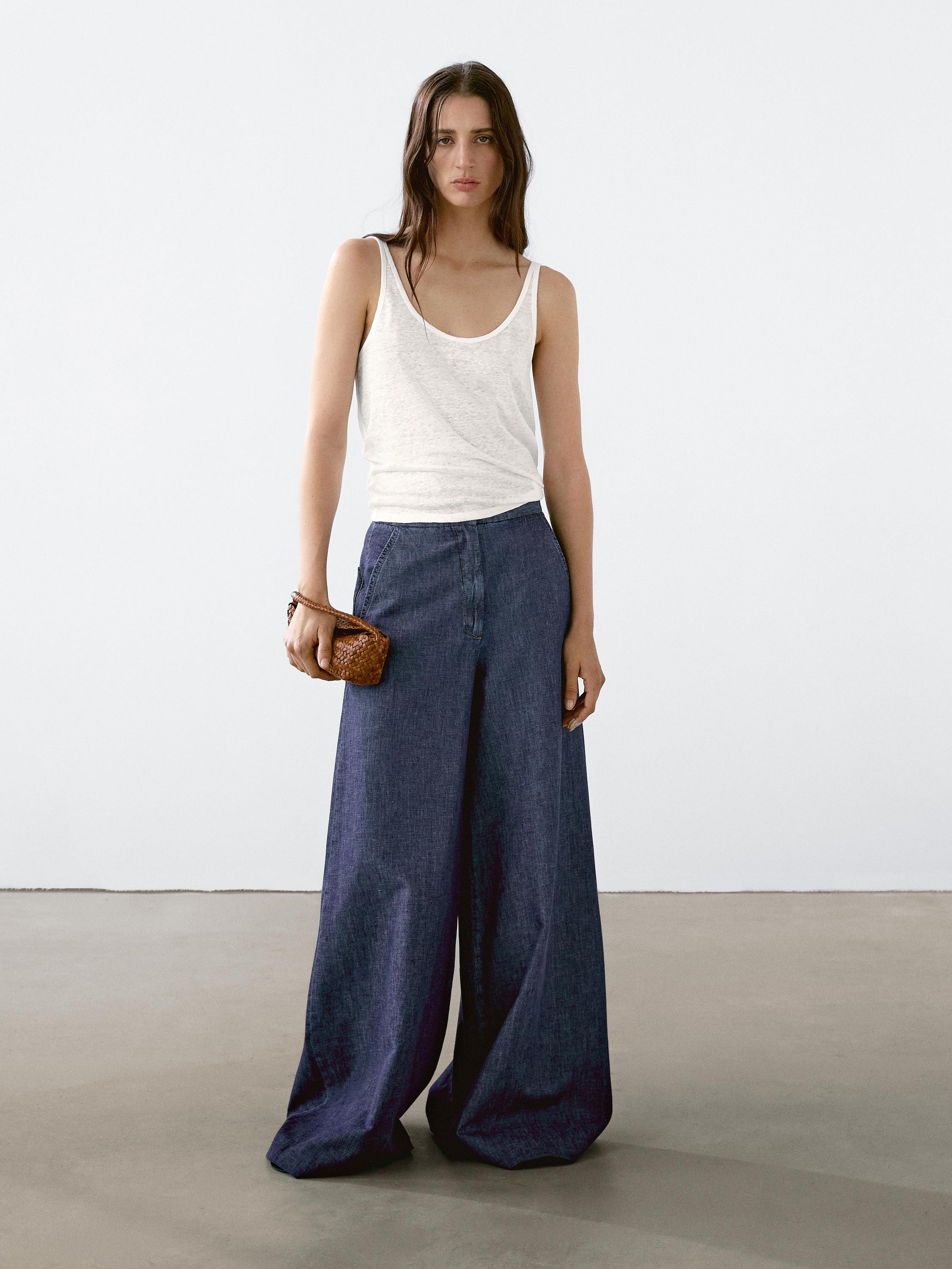 100% linen strappy top | Massimo Dutti UK