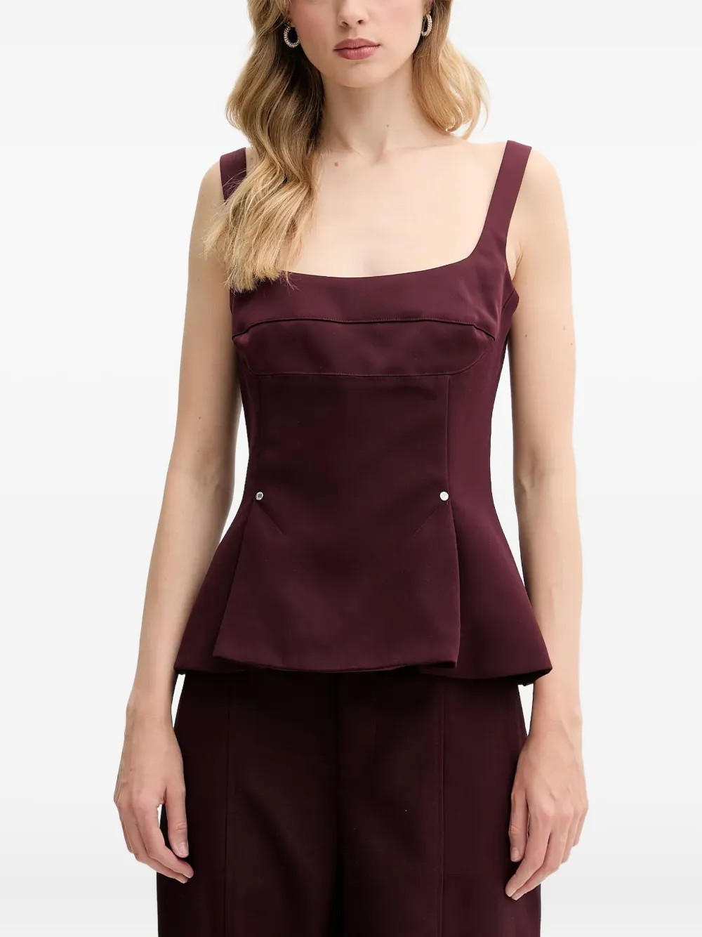 Stine Goya peplum-waist Top | Red | FARFETCH | Farfetch Global