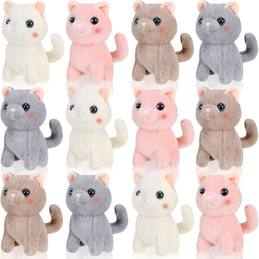 Wettarn 12 Pcs Cat Dog Plush Keychain Bulk Small Stuffed Animal Dog cat Kawaii Cute Kitty Puppy P... | Amazon (US)