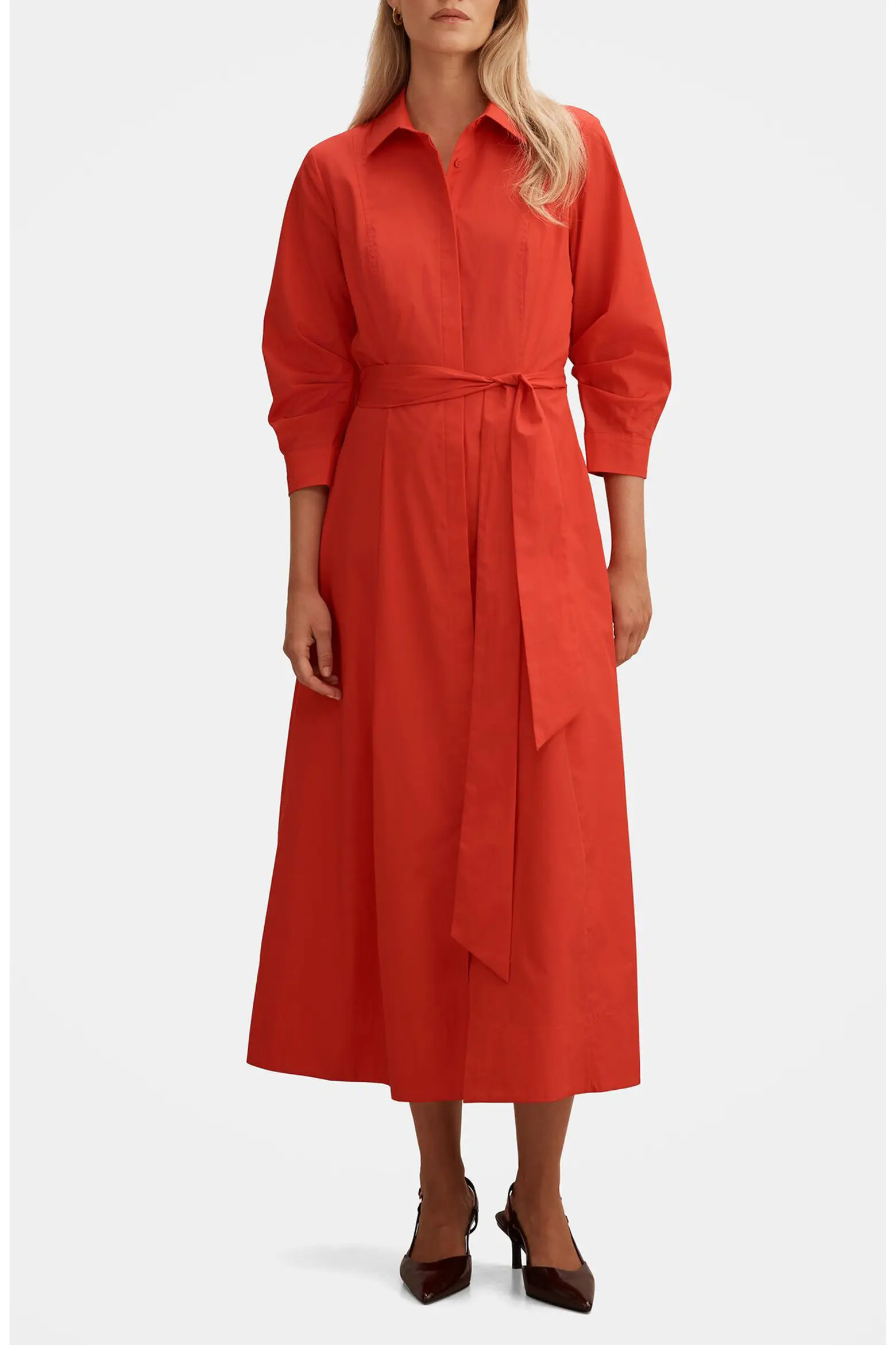 Sally Tie Belt Cotton Midi Shirtdress (Women) | Nordstrom | Nordstrom