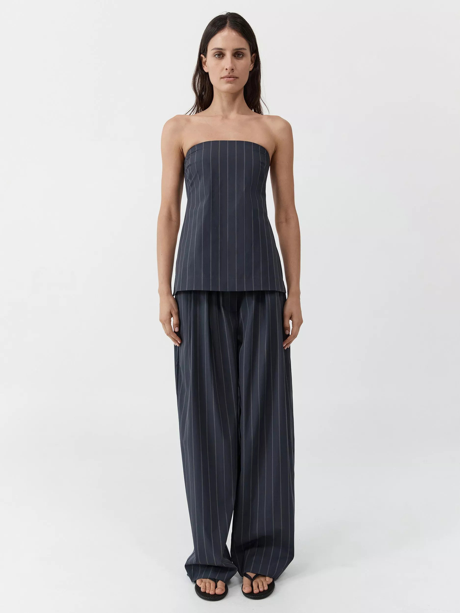 St. Agni Strapless Rouleau Tie Top, Navy | John Lewis (UK)
