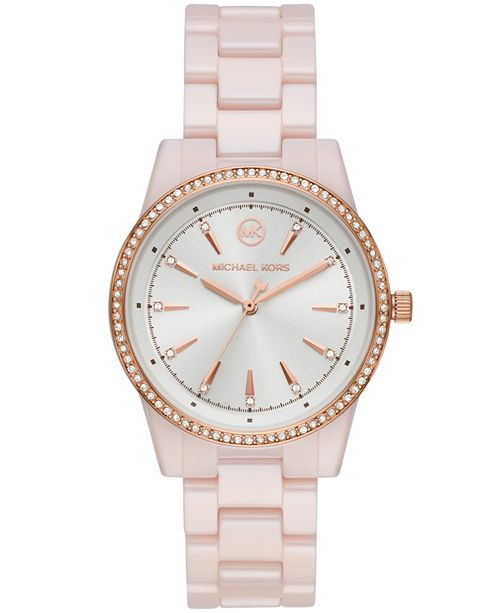 Michael Kors Ritz Three-Hand Pink Ceramic Watch & Reviews - Watches - Jewelry & Watches - Macy's | Macys (US)