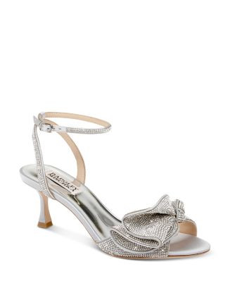 Badgley Mischka Women's Remi Almond Toe Rhinestone Ruffle Mid Heel Sandals  | Bloomingdale's Shoe... | Bloomingdale's (US)