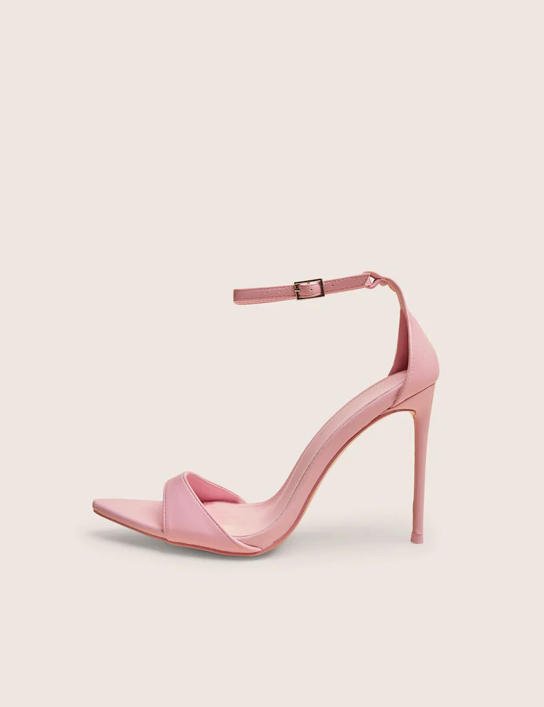 Kelisa Pink Pu Pointed Toe Barely There Stiletto High Heels | Public Desire
