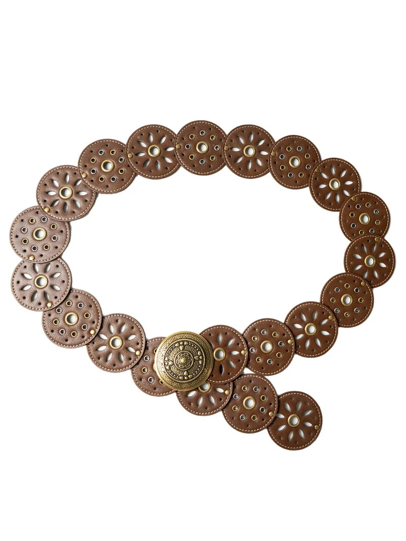 No Boundaries Women's Boho Concho Belt, Brown | Walmart (US)