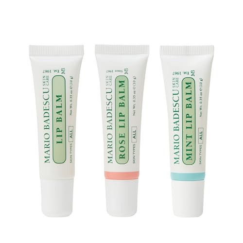 Mario Badescu Lip Balm for Dry Cracked Lips, Trio Pack Includes Mint, Rose, and Original Moisturizer, Ultra-Nourishing Care for Soft, Smooth and Supple Feel, 3 Count | Amazon (US)