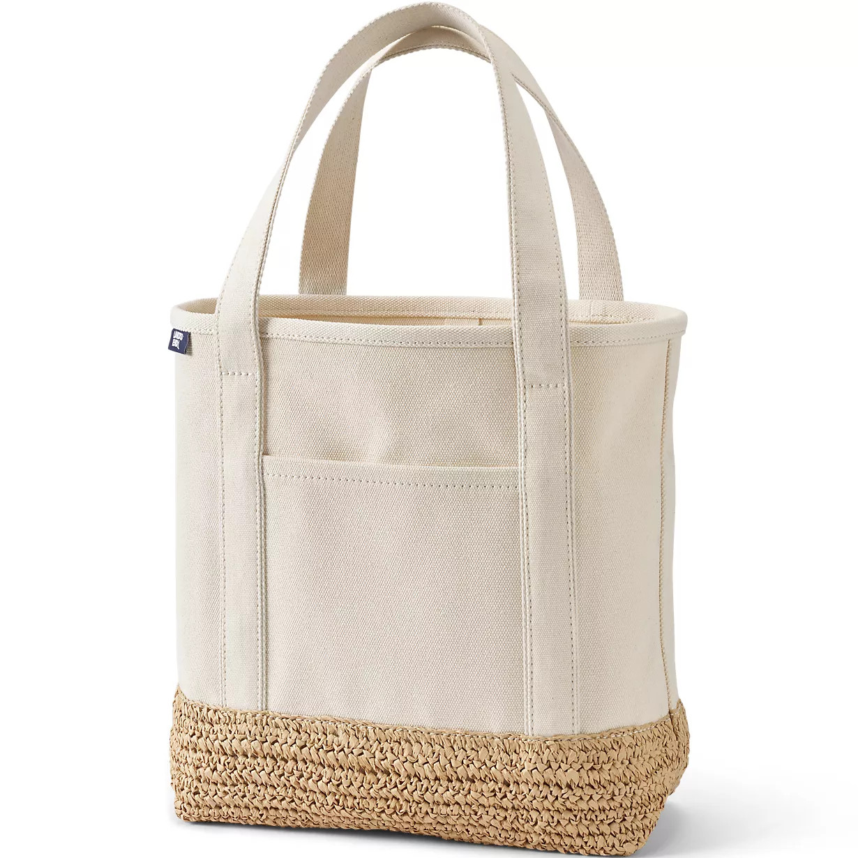 Medium Raffia Open Top Canvas Tote Bag | Lands' End (US)