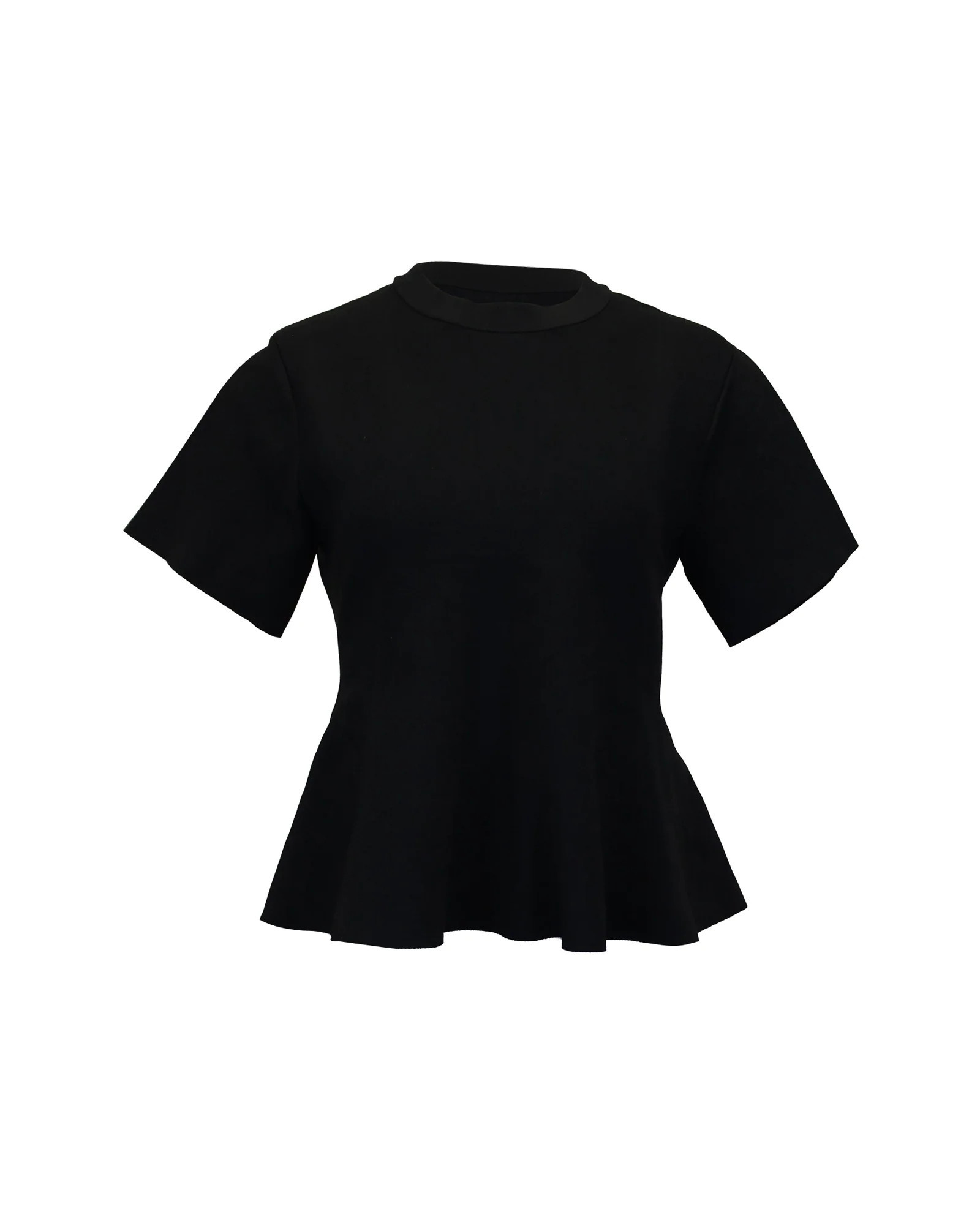 Proenza Schouler Knitted Peplum Top in Black Viscose | Shop Simon