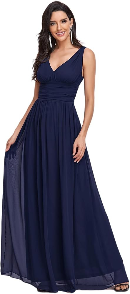 Ever-Pretty Womens Bridesmaid Dress V-Neck Sleeveless A Line Chiffon Floor Length Formal Dress 09... | Amazon (US)