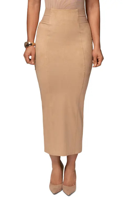 JLUXLABEL Phoenix Faux Suede Pencil Skirt in Beige at Nordstrom, Size X-Small | Nordstrom
