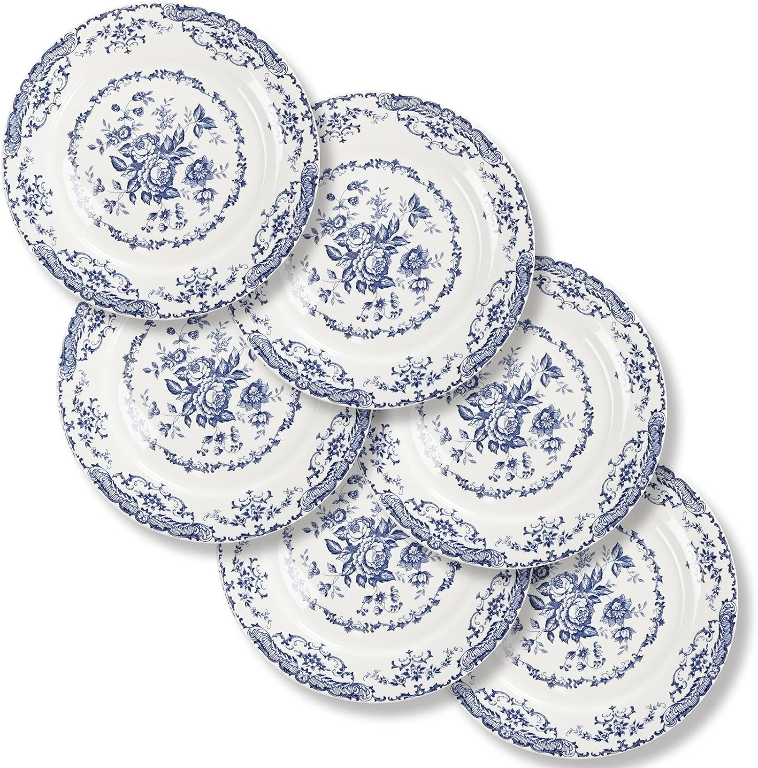 Salad Plates, Ceramic Plates Set of 6, Kitchen Plates Microwave Safe, 8.5 Inch White Plate Desser... | Amazon (US)