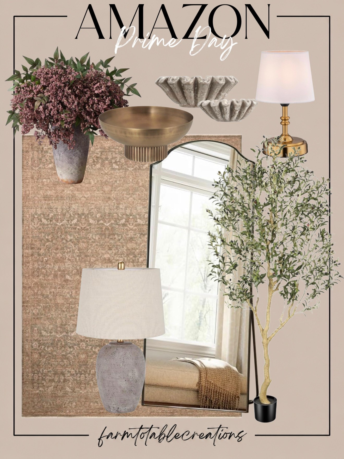 Amazon Prime Day Home Finds 🤎✨

These Amazon Prime Day home finds are such a beautiful mix of warm neutrals, soft texture, and timeless finishes. The vintage-style rug, oversized mirror, faux olive tree, brass accents, sculptural bowls, and neutral lamps all work together for that elevated, collected look.

I love that these pieces can refresh a room without making it feel overly trendy. They’d be beautiful in an entryway, bedroom, living room, or dining space and can easily transition through every season.

Follow @farmtotablecreations on Instagram for more cozy home finds and trending decor.

#LTKHome #LTKSaleAlert #PrimeDay #AmazonPrimeDay #PrimeDayDeals #AmazonHome #AmazonFinds #HomeDecorDeals #NeutralDecor #CozyHome #HomeRefresh #AmazonDeals #InteriorInspo #HomeDecorFinds #AmazonMustHaves