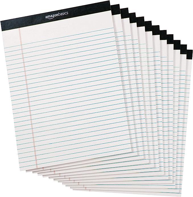 AmazonBasics Legal/Wide Ruled 8-1/2 by 11-3/4 Legal Pad - White (50 Sheet Paper Pads, 12 pack) | Amazon (US)