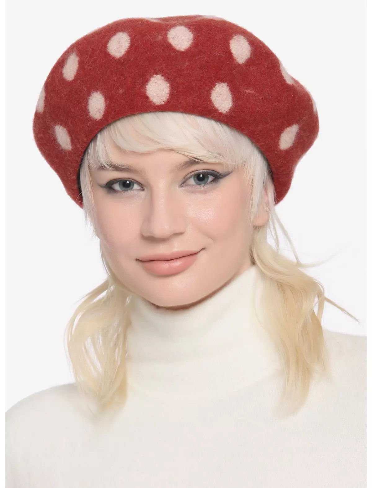 Red & White Polka Dot Mushroom Cap Beret | Hot Topic