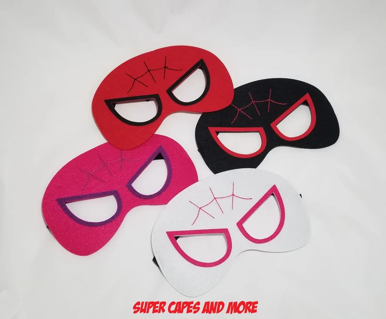 Super Spider Red and/or Spider Pink and/or Black Spider Felt Mask Party Packs! Super Spiderman Sp... | Etsy (US)