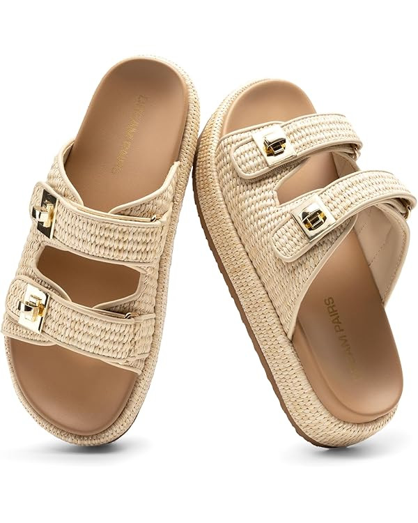 DREAM PAIRS Platform Sandals Women Raffia Espadrilles Summer Comfortable Wedge Sandals Beach Vaca... | Amazon (US)