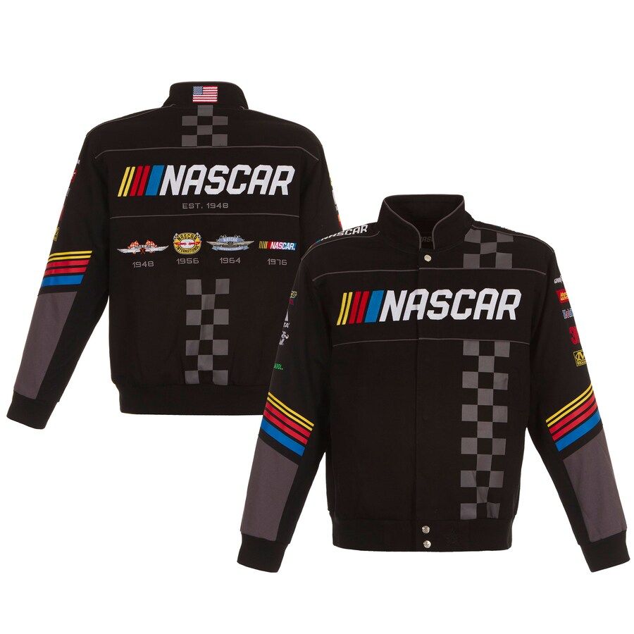 NASCAR JH Design Twill Logo Uniform Full-Snap Jacket - Black | Fanatics