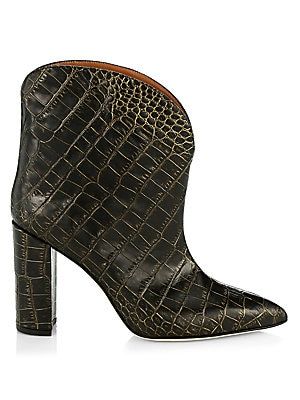 Croc-Embossed Leather Ankle Boots | Saks Fifth Avenue