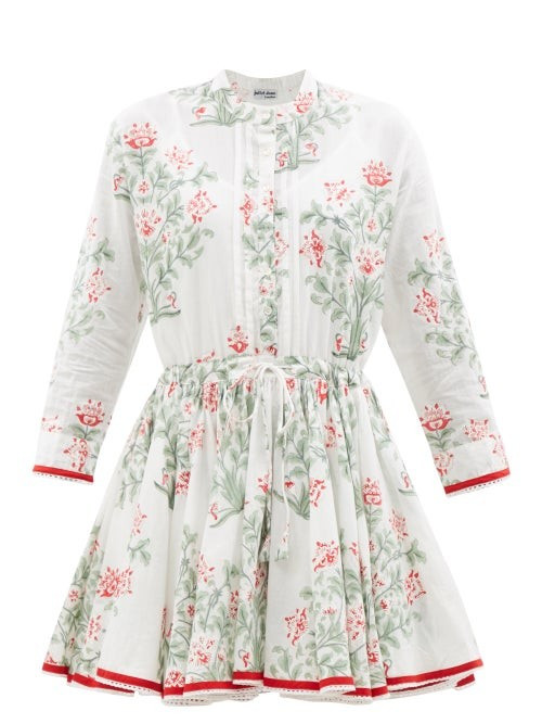 Juliet Dunn - Floral-print Cotton Mini Dress - Womens - White Multi | Matches (US)