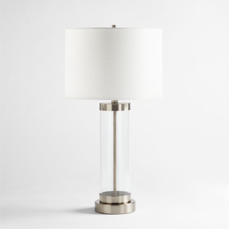 Promenade Small Pewter Table Lamp with USB Port + Reviews | Crate & Barrel | Crate & Barrel