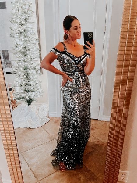 Long sequin gown perfect for a holiday party, ball or special event✨ 
wearing size small 

Holiday party dress 
Christmas party 
Formal gown 

#LTKfindsunder50 #LTKsalealert #LTKHoliday