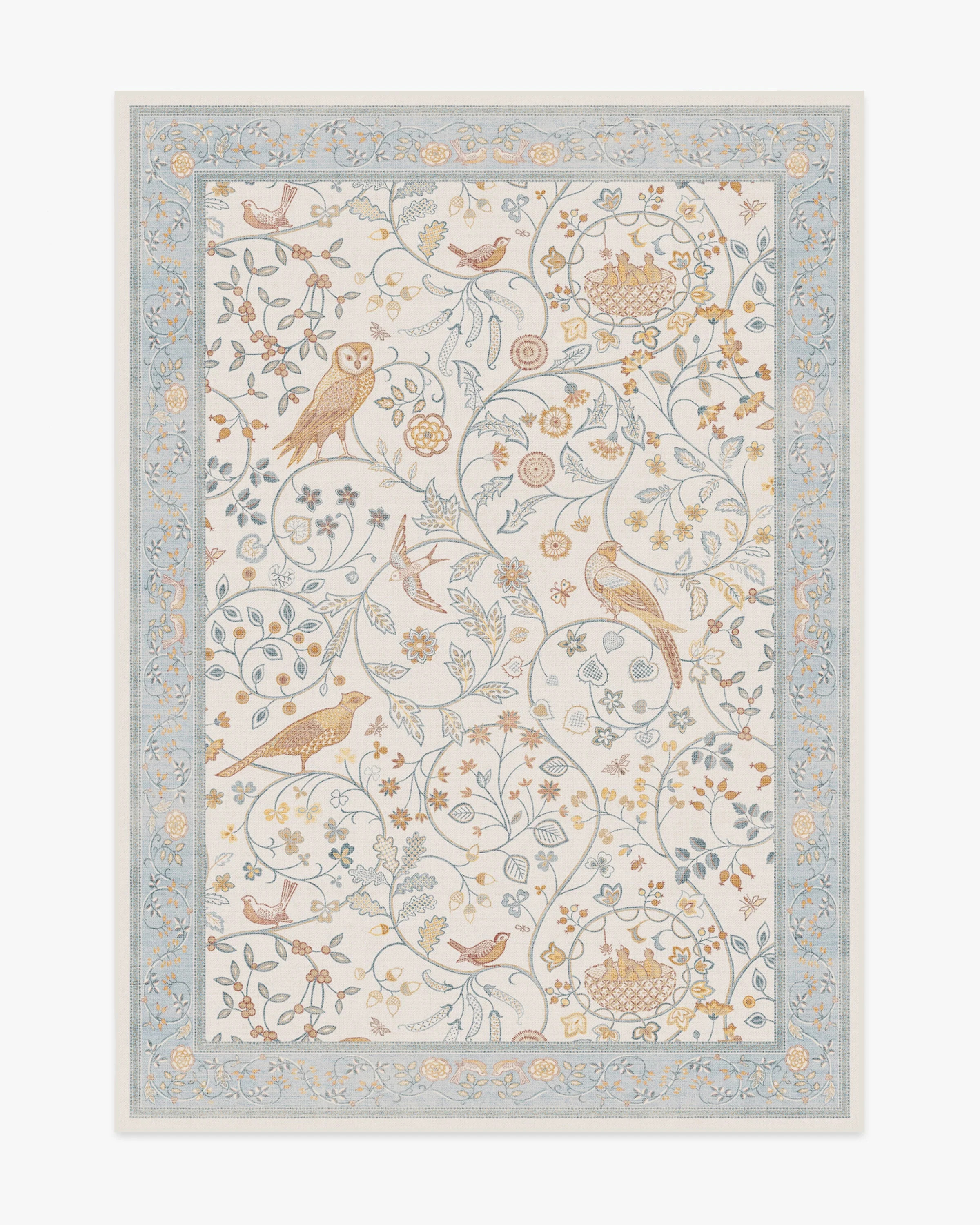 Morris & Co. Newill Ivory & Blue Rug | Ruggable | Ruggable